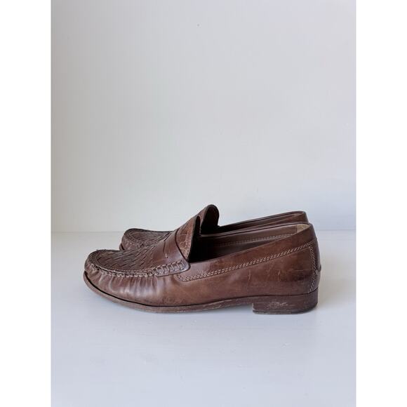 H.S TRASK Men\'s Hand Sewn Penny Loafers Shoes Size 11 M WovenLeather Slip-On main image 8
